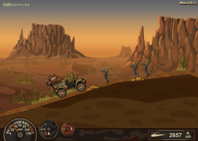車をアップグレードしてゾンビの荒野を走るドライブゲーム「Earn to Die」
